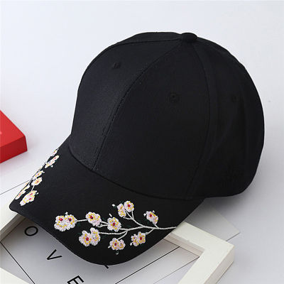 shiqinbaihuo หมวกเบสบอลผู้หญิงหมวก Snapback หมวกผู้หญิงปัก Cherry Blossoms หมวกร้อน