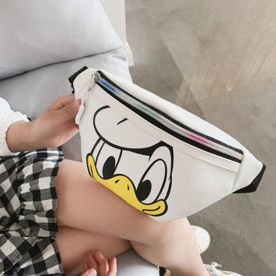 New Mickey Fashion Kids Waist Bag Luxury Brand Kids Messenger Bag High Quality PU Zipper Large Capacity Girls Chest Bag