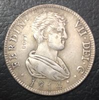 【The-Best】 Hello Seoul 1814 (SF) 4 Reales - Fernando VII 1st Portrait Copy Silver Plated