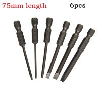 [Old A Hardware] 6ชิ้น/เซ็ต75มม. Slotted Tip ไขควง Bits 1/4นิ้ว Hex Shank สกรูไดรเวอร์ Bits หัวแบน Slotted Tip ไขควงแม่เหล็ก Bit