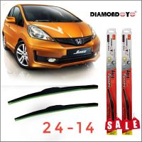 อุปกร์ปัดน้ำฝน ที่ปัดน้ำฝน ใบปัดน้ำฝน ซิลิโคน ตรงรุ่น Honda Jazz 2008-2011 GE ไซส์ 24-14 ยี่ห้อ Diamondคุณภาพดีจริง