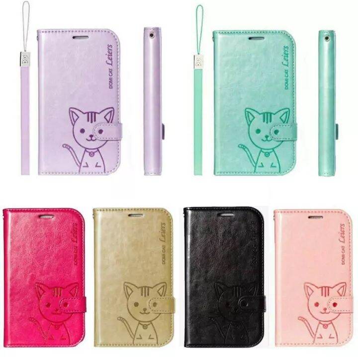 เคสฝาพับหนัง-domicat-สำหรับ-samsung-a6-a6plus-a7-2015-a7-2016-a7-2017-a7-2018-a5-2015-note2-note3-note4-note8-note9-note10-note10pro-ใส่บัตรได้-สีพื้น-หลัง-ตั้งได้-domicat