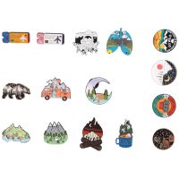 15 Pack Outdoor Enamel Pin Backpack Aesthetic Enamel Pin Set Natural Button Pins Vintage Lapel Pins Camping Pins