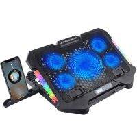 Hawael พัดลม S500ปรับความสูงได้5ตัวแผ่นระบายความร้อนโน้ตบุ้คเล่นเกม RGB พร้อมที่วางโทรศัพท์