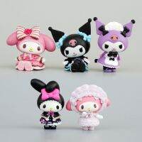 FastShipping หุ่นตัวการ์ตูนอะนิเมะ My Melody,หุ่นการ์ตูน Sanrio Kuromi Kt ของตกแต่งเค้กแมวตุ๊กตาแอคชั่นของขวัญสำหรับเด็ก5ชิ้น