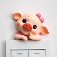 Creative Cute Piggy Switch Sticker Resin 3d Animal Socket Protective Cover Modern Household Lamp Switch Decoration Wall Sticker Wall Stickers Decals