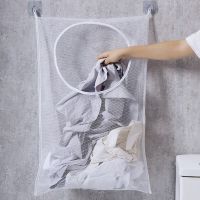 【YF】 Travel Laundry Basket Folding Organizer for Dirty Clothes Bathroom Mesh Storage Bag Home Wall Hanging Bucket Organizers