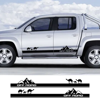 Pickup Door Side Skirt Stripes Decals For VW Volkswagen Amarok Stickers Truck Mountain Off Road Decor Covers Auto Accessories
