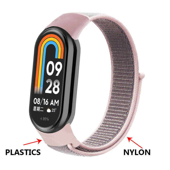 ห่วงไนลอนสำหรับวง-xiaomi-mi-สายรัดข้อมืออะไหล่สายนาฬิกาสำหรับ-miband-8นาฬิกาข้อมือสมาร์ทวอชสายเอ็นเอฟซี