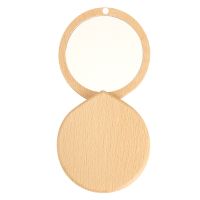 [Chujian home furnishing]  Mirror Pocket Makeup Compact Woodentravel Small Mini Folding Purse Sided Double Round Woodbeautyhand