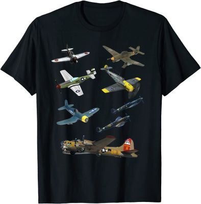 Ww2 Warbirds Planes P51 Mustang Spitfire Messerschmitt B17 Men Tshirt Cotton Shirt 100% cotton T-shirt