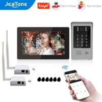 Jeatone ระบบอินเตอร์คอมโทรศัพท์ติดประตู IP แบบไร้สายในบ้านหน้าจอสัมผัสขนาด7นิ้วพร้อมกล้องสำหรับกริ่งประตูและตัวรับส่งสัญญาณขนาด2010mp