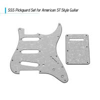 SSS Electric Guitar Pickguard Set with Back Plate Screws Pick Guard for American ST Style Guitars White Pearl