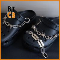 BTC3 แฟชั่น พังค์ นักออกแบบใหม่ หัวเข็มขัดจี้ สำหรับ Crocs เสน่ห์รองเท้าโซ่ อุปกรณ์ตกแต่ง สำหรับรองเท้าอุดตัน