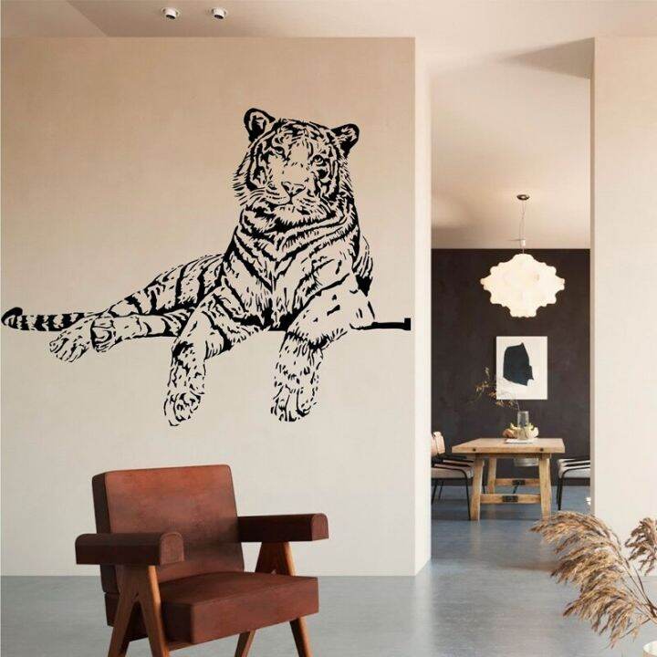 king-of-the-forest-wild-animals-tiger-wall-stickers-vinyl-home-decoration-living-room-bedroom-interior-decor-decals-murals-aa26