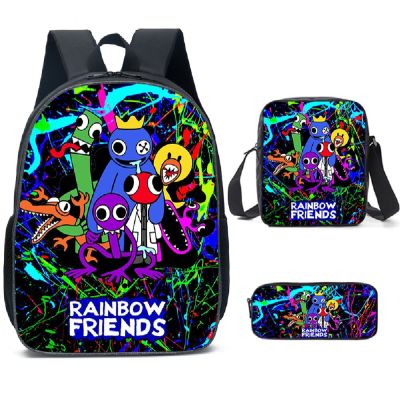 Rainbow Friends Anime 3Pcs/Set Backpack Student School Shoulder Bag Kids Cute Travel Backpack Children Birthday Gift
