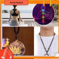 SURRIP ห่วงโซ่แฟชั่นเชือกไอออนรักษาความสมดุล Kalung Cakra จี้ Orgonite คริสตัลธรรมชาติ Sri Yantra สร้อยคอควอนตัมจี้จักระ