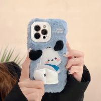 [COD] and winter plush suitable for 14Promax mobile phone case 12 anti-fall cartoon three-dimensional dog 13 cute all-inclusive