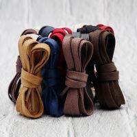 【HOT】﹍ Coolstring Waxed Cotton Flat Shoe Laces Leather Mens Shoelace Coloured Shoestring