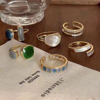 【YF】✁☽  2023 Colorful Drip Glaze Rings for Adjustable Exquisite Gold Color Jewelry Gifts