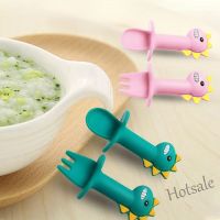 【hot sale】 ✔♨ C01 Baby Learning Spoon Fork Set Soft Silicone Utensils ther Toy Feeding Cutlery Dinosaur Spoon Tableware