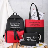 4 piece set Cute School Bags For Teenager Girls Women Backpack