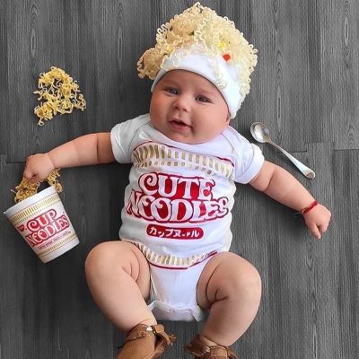 Ready Stock Baby Romper Instant Noodles Design Clothing Jumpsuit Summer Baby Photography Prop