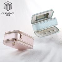 Casegrace การเดินทางด้วยซิปคู่ พียู เครื่องประดับจะพก กล่องสร้อยคอต่างหูกำมะหยี่ขนาดเล็ก แบบพกพากล่องเ ครื่องประดับกำมะหยี่ขนาดเล็กต่าง