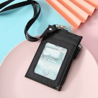 1Pcs Black Business Credit Card ID Badge Wallet Pouch Women Men Coin Card Purse Holder Neck Strap Student Bus Card Bags