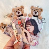 【hot sale】 ▫ B11 Cute Glasses Bear Card Holder Cartoon Photocard Protector Idol Photo Sleeves ID Credit Bank Card Bag Pendant