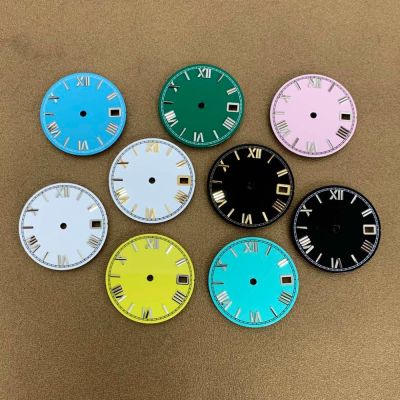 28.5Mm Enameled Watch Dial Roman Scale Watch Faces Mens Watch Replacement Parts For NH35/NH36/4R/7S Movement