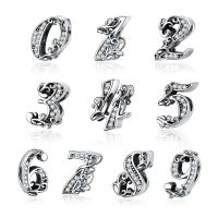 [COD] Cross-border Arabic numerals s925 silver beads fashion retro smear diy accessories SCC1418