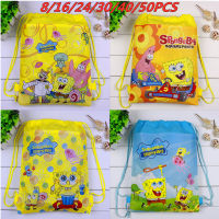 162450PCS High Quality Sponge Theme Bob Non-Woven Fabrics Drawstring Backpack For Kids Birthday Party Favor Gift Bags 36*28CM