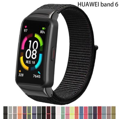 สายรัดไนลอนสำหรับ Huawei 6สาย6 Pro Correa Smartwatch อุปกรณ์เสริมหัวเข็มขัดพลาสติกระบายอากาศกีฬา Honor Band 6สาย CarterFa