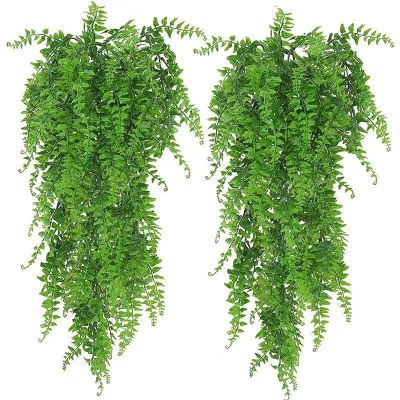 Green Hanging Artificial Plant Persian Fern Leaves Vines Home Garden Room Decor Fake Plants Grass Wedding Party Wall Decoration Spine Supporters