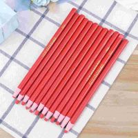 Pack of 12 China Marker Grease Pencils String Paper Wrapped Wax Colored Pencils Drawing Pencils Set 17cm ( Red )