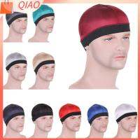 QIAO สีทึบทึบ หมวก durag ผู้ชาย ระบายอากาศได้ระบายอากาศ อีลาสติก หมวก durag หลากสี ฝากระโปรง โพลีเอสเตอร์ หมวกลายคลื่น สำหรับผู้ชาย