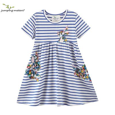 〖jeansame dress〗กระโดดเมตรแขนสั้น AppliqueCotton ชุดสำหรับเด็กลายเครื่องแต่งกายชุด SellingDress ร้อน