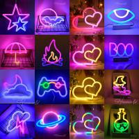 LED Neon Lights Sign Child Room Shop Decoration Night Lamp Heart Fire Gamepad Ghost BOO Modeling Logo Wall Party Custom