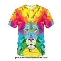 NEW Summer 3d Animal Lion Mens T-shirt Fashion Casual Trend Personalized Short Sleeve Loose Street Clothing Harajuku Hip Hop Top T-shirt