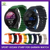 BassPal Silicone Ocean Sport สายสำหรับการ์มิน Vivoactive 4 /Venu 2 /Forerunner 745 255 SQ Music Forerunner สาย245 20มม. 22มม. สายนาฬิกาข้อมือพร้อมเข็ม