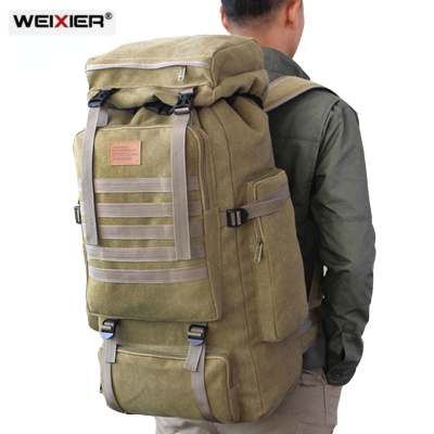 60L Large Military Bag Canvas Backpack Tactical Bags Camping Hiking Rucksack Army Mochila Tactica Travel Molle Men Outdoor sport