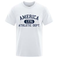 America 1776 Athletic Dept Letter T Shirt Male Fashion O Neck T Shirts Hip Hop Quality Shirt  Cotton T Shirt Short Sleeve| |   - AliExpress