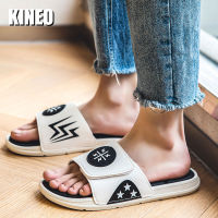 KINEO รองเท้าแตะสำหรับทุกเพศสำหรับผู้หญิงผู้ชายหมอนรองเท้าแตะสายรัดปรับระดับได้รองเท้าแตะสไลด์เปิดนิ้วเท้าหนาในร่มและกลางแจ้งสไลด์เจลนิ่มรองเท้าลำลองคู่รัก