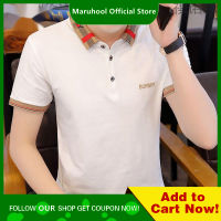 MARUHOOL แขนสั้นซัมเมอร์ผู้ชาย,เสื้อโปโลปักระดับไฮเอนด์ลำลองคอโปโล