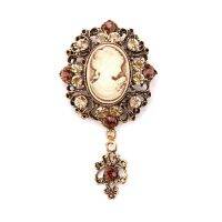 【YF】 WEIMANJINGDIAN Brand Rhinestones Teardrop Cameo Brooches Antique Gold or Plated