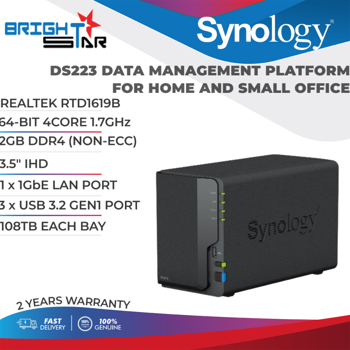 Synology Ds223 2 Bay Nas Data Management Platform For Home And Small Office Lazada 7852