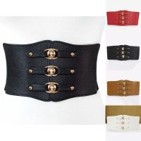 【cw】 Women black Wide Corset Wide Belts Pu LeatherBody Wide Belts forElastic Waist Belts cinto sobretudo feminin