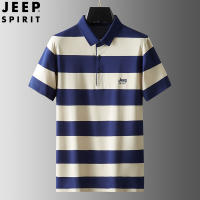 เสื้อยืดโปโลแขนสั้นเสื้อโปโลผู้ชายลาย JEEP SPIRIT เสื้อยืดผ้าฝ้ายหลวมเสื้อแขนสั้นผ้าไหมน้ำแข็งเปิดครึ่งกระดุมคอเสื้อเสื้อโปโลเสื้อยืดใส่เล่นธุรกิจ