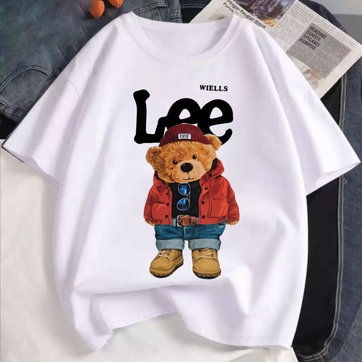 T0812🌈 เสื้อยืดคอกลมการ์ตูนหมี น่ารัก สกีน พร้อมส่ง สไตล์เกาหลี ฟรีไซส์  ลายสกรีนคมชัด ผ้านิ่ม (ใส่ได้ทั้งหญิงและชาย) | Lazada.Co.Th